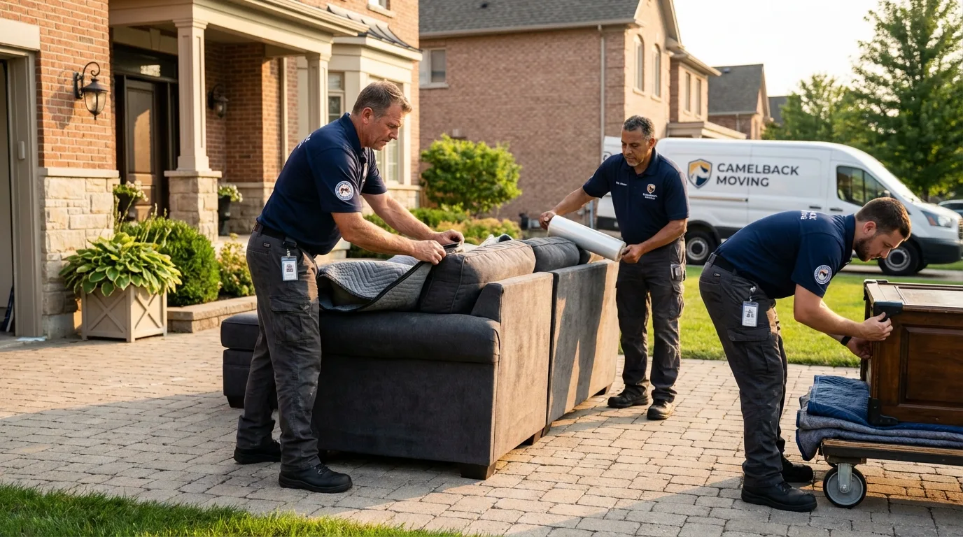 Large estate moving crew wrapping furniture in Danville, VA
